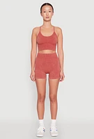 Womens Seamless Ribbed Knit Sports Bra,