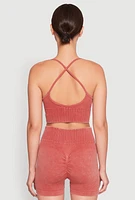 Womens Seamless Ribbed Knit Sports Bra,