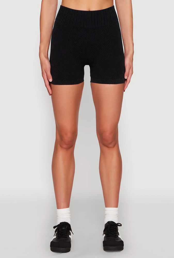 Womens Ruched Seamless Ribbed Knit Biker Shorts,