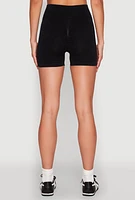 Womens Ruched Seamless Ribbed Knit Biker Shorts,