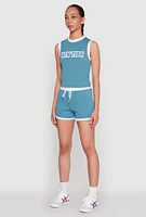 Womens New York Graphic Contrast Trim Tank Top,
