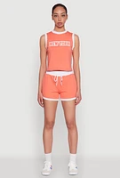 Womens New York Graphic Contrast Trim Tank Top, Orange, Size S