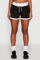 Womens Contrast Trim Drawstring Shorts,