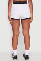 Womens Contrast Trim Drawstring Shorts, White, Size XL
