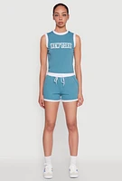 Womens Contrast Trim Drawstring Shorts,