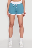 Womens Contrast Trim Drawstring Shorts,