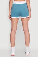 Womens Contrast Trim Drawstring Shorts,