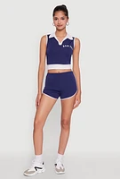Womens Stylish Contrast Trim Cropped Polo Top,