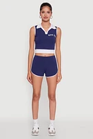 Womens Stylish Contrast Trim Cropped Polo Top,