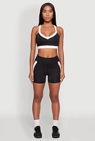 Womens Contrast Trim Cross Back Sports Bra, Black, Size S