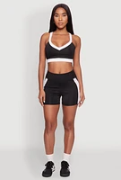Womens Contrast Side Stripe Biker Shorts, Black, Size M