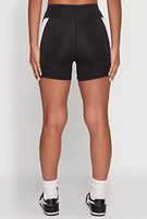 Womens Contrast Side Stripe Biker Shorts, Black, Size M