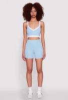 Womens Contrast Side Stripe Biker Shorts,