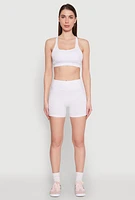 Womens Strappy Racerback Sports Bra, White,