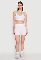 Womens Strappy Racerback Sports Bra, White,