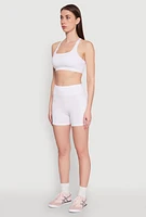 Womens Strappy Racerback Sports Bra, White,