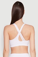 Womens Strappy Racerback Sports Bra, White,