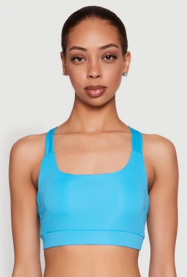 Womens Strappy Racerback Sports Bra, Blue, Size M