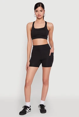 Womens Side Zip Pocket Biker Shorts, Black, Size XL