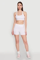 Womens Side Zip Pocket Biker Shorts, White, Size S