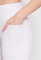 Womens Side Zip Pocket Biker Shorts, White, Size S