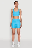 Womens Side Zip Pocket Biker Shorts, Blue, Size XL