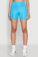 Womens Side Zip Pocket Biker Shorts, Blue, Size XL