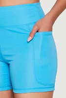 Womens Side Zip Pocket Biker Shorts, Blue, Size XL