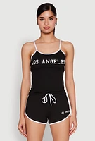 Womens Los Angeles Graphic Contrast Trim Cami,