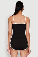 Womens Los Angeles Graphic Contrast Trim Cami, Black,