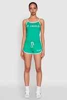 Womens Los Angeles Graphic Contrast Trim Cami, L
