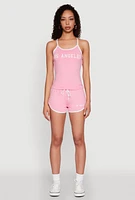 Womens Los Angeles Graphic Contrast Trim Cami, Pink, Size L