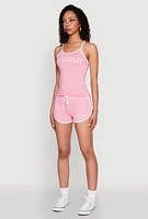 Womens Los Angeles Graphic Contrast Trim Cami, Pink, Size L