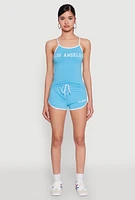 Womens Los Angeles Graphic Contrast Trim Cami, Blue, Size XL