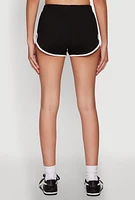 Womens Los Angeles Graphic Contrast Trim Dolphin Shorts, Black, Size L