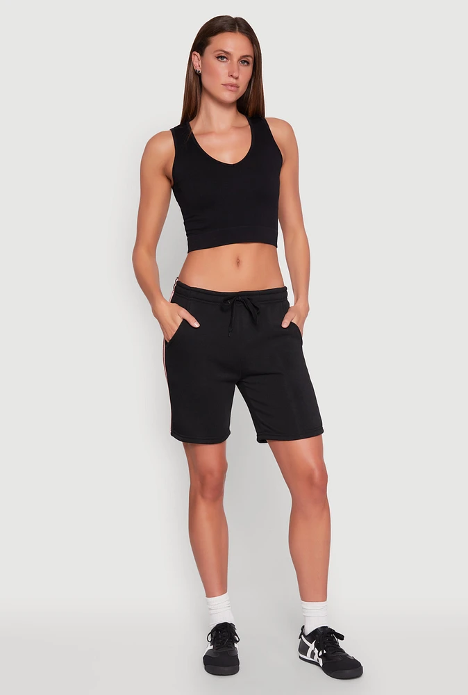 Womens Varsity Stripe Sweatshorts, L