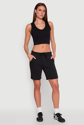 Womens Varsity Stripe Sweatshorts, L