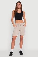 Womens Varsity Stripe Sweatshorts, Khaki, Size M