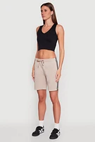 Womens Varsity Stripe Sweatshorts, Khaki, Size M