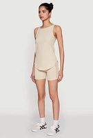 Womens Stylish Mesh Detail High Neck Sleeveless Tank Top,