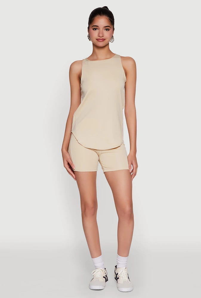 Womens Stylish Mesh Detail High Waisted Bike Shorts,