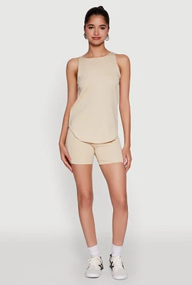 Womens Stylish Mesh Detail High Waisted Bike Shorts,