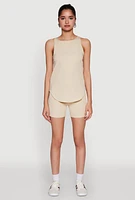 Womens Stylish Mesh Detail High Waisted Bike Shorts,