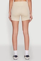 Womens Stylish Mesh Detail High Waisted Bike Shorts,