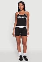 Womens Contrast Trim Brooklyn Graphic Cami, Black,
