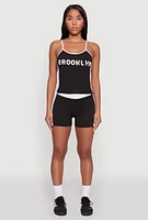 Womens Contrast Trim Brooklyn Graphic Cami, Black,