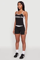 Womens Contrast Trim Brooklyn Graphic Cami, Black,