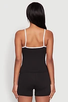 Womens Contrast Trim Brooklyn Graphic Cami, Black,