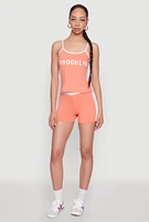 Womens Contrast Trim Brooklyn Graphic Cami, Orange, Size M