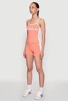 Womens Contrast Trim Brooklyn Graphic Cami, Orange, Size M